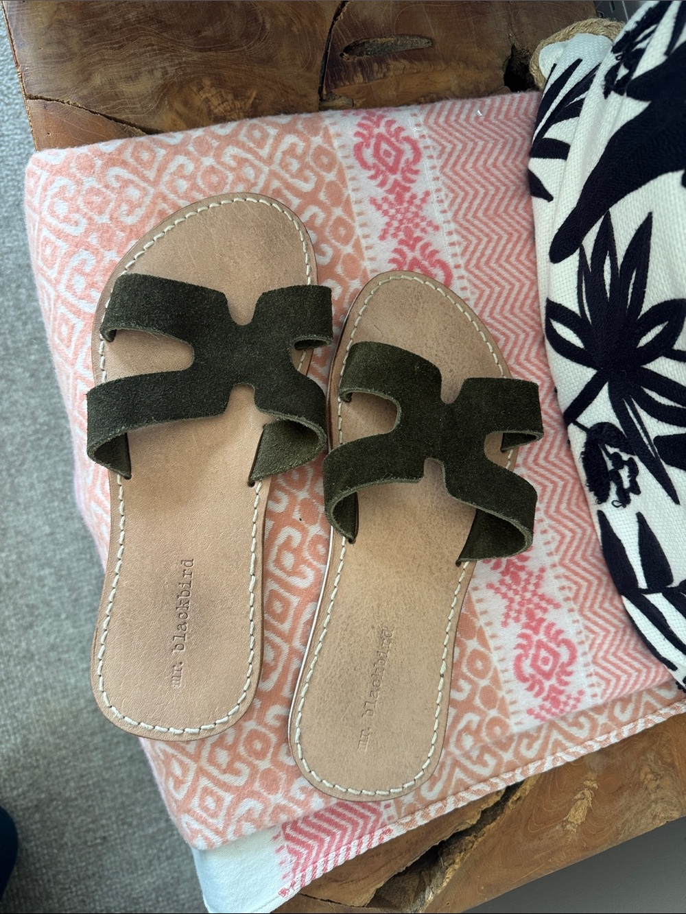 Women’s Olive Green Suede Slide Sandals